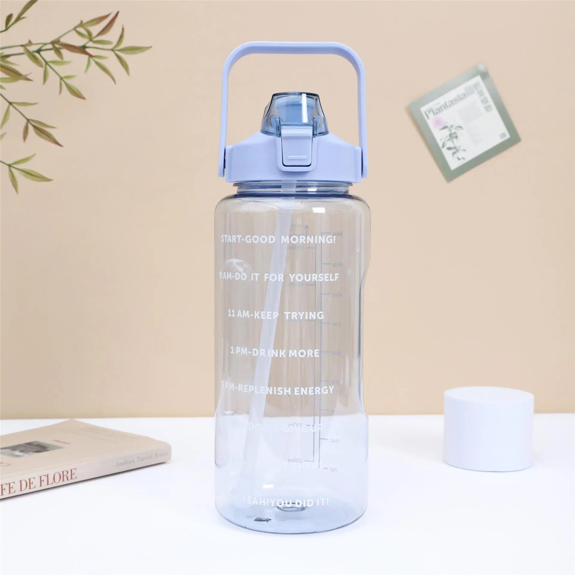 Drinking Water Bottle with Lid, 1 Count Sporty Design Hydration Sports Outdoor Camping Travel, Water Bottles for Music Festival
