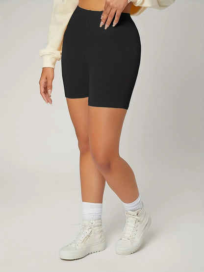 Women'S Plain High-Waisted Bike Shorts, Casual Elastic Waist Breathable Stretchy Skinny Shorts for Sports Gym Running Activewear, Casual Athletic Shorts
